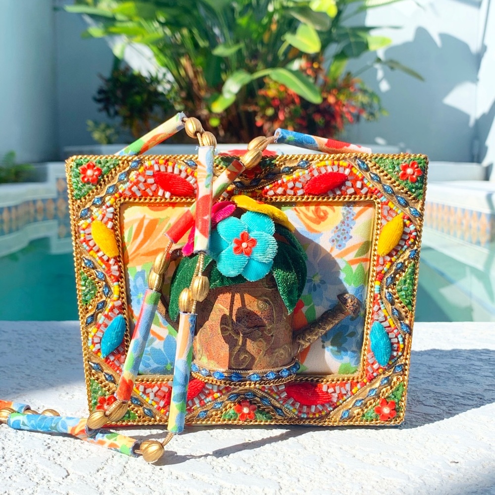 SOLD VTG y2k Mary Frances bag w Watering Can & Flower design